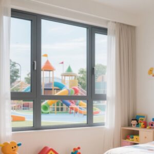 Black Frame Sliding Double Glaze Thermal Break Glass Aluminum UPVC Window