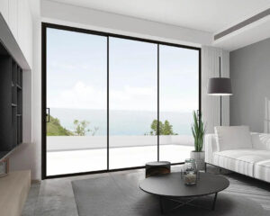 Horizontal Customized Folding Door in Glass and Metal, Aluminum Sliding Door