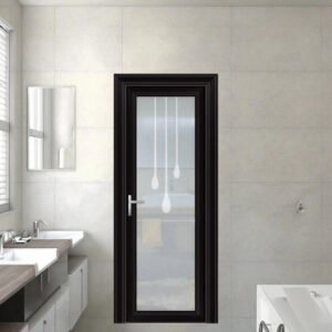 Contemporary Aluminum Frame Vertical Grey Tempered Interior Glass Door