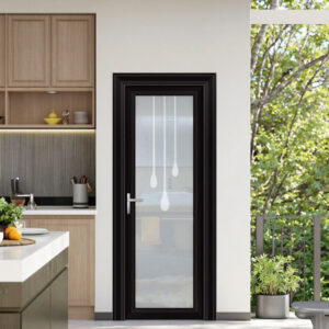 Classic Aluminum Alloy Vertical Black Tempered Glass Entrance Glass Door