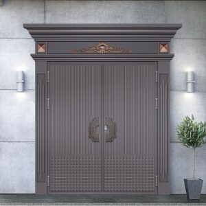 Durable Powder Coated Metal Security Mdoern Entrance Steel Exinterior Door
