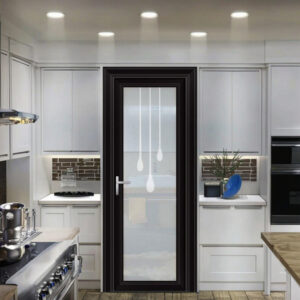 Modern Aluminum Frame Horizontal White Tempered Residential Glass Door