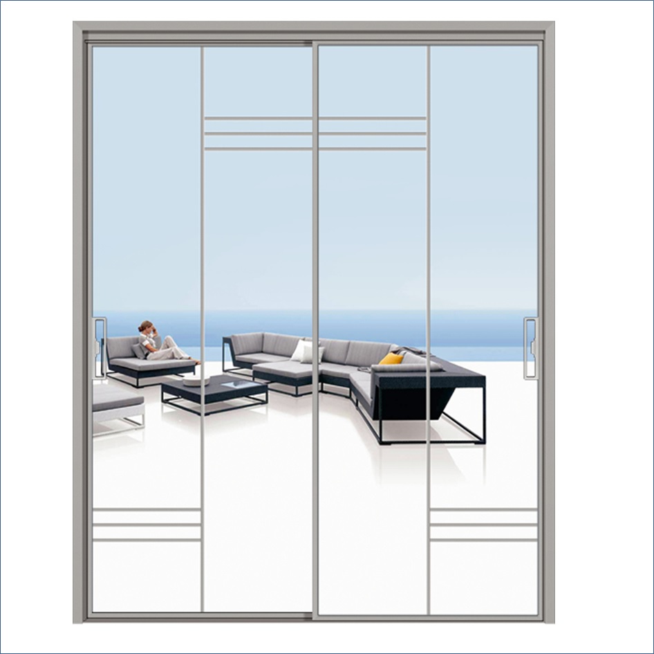 Black European Style Aluminum Alloy Bathroom Door with Tempered Glass