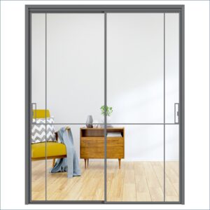 Minimalist Horizontal Aluminum Alloy Swing Entrance Door with Tempered Glass