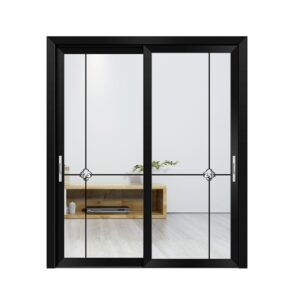 Classic Horizontal Aluminum Alloy Swing Residential Door with Tempered Glass
