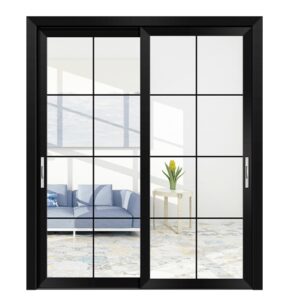 Chic Horizontal Aluminum Alloy Swing Entrance Door with Tempered Glass