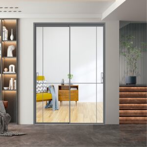 Sophisticated Tempered Glass Exterior Black Door with Aluminum Alloy Frame