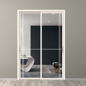 Trendy Aluminum Alloy Interior Door with Tempered Glass and White Finish