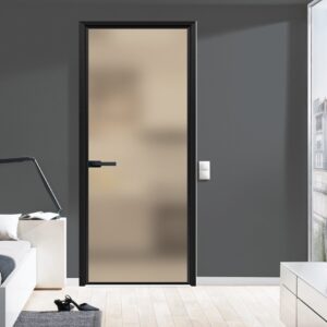 Classic Aluminum Alloy Swing Interior Room Door Featuring White Coating Glass
