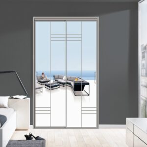 Sleek White Coating Aluminum Alloy Bathroom Door with Tempered Glass Panel