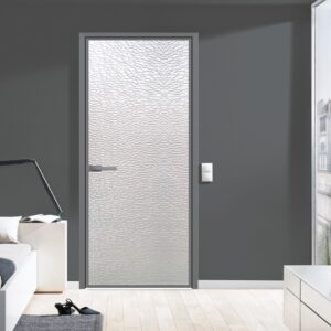 Modern Residential Bathroom Glass Door with Horizontal Aluminum Alloy Structure