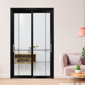Classic European Design White Aluminum Alloy Interior Glass Door for Bathrooms