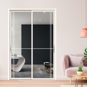 Sleek Modern Tempered Glass Swing Bathroom Door for Residential Interiors