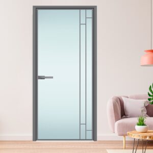 Chic American Style Swing Interior Door with Tempered Glass for Bathrooms