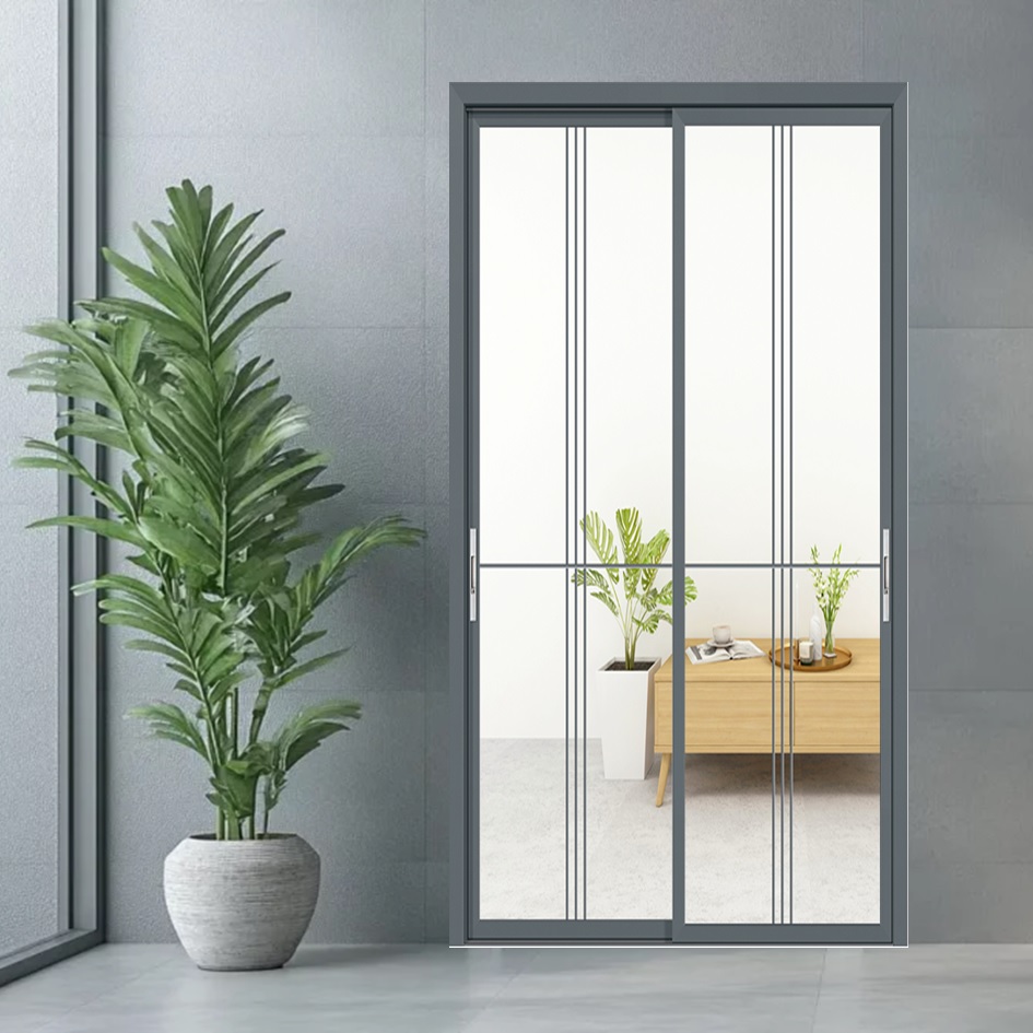 Classic Aluminum Alloy Interior Bathroom Door Featuring Tempered Glass Design