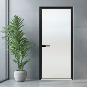 Bathroom European Style Aluminum Alloy Entrance Door with Tempered Glass