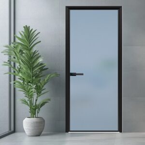 Elegant White Coating Bathroom Aluminum Alloy Exterior Door with Tempered Glass