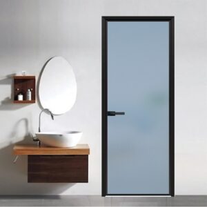 Sophisticated Bathroom Aluminum Alloy Entrance Door with Tempered Glass Finish