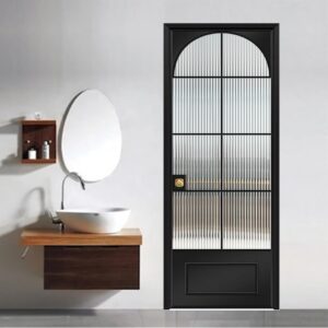 Chic European Style Aluminum Alloy Black Interior Door with Glass Panel