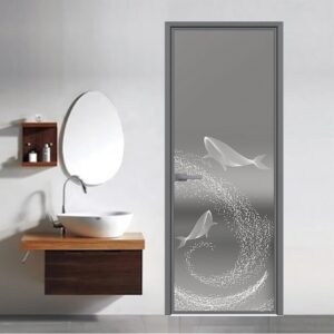 Stylish Residential Aluminum Alloy Bathroom Door Featuring Tempered Glass