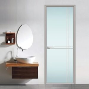 Classic Vertical Opening Aluminum Alloy Tempered Glass Bathroom Entrance Door