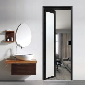 European Style Aluminum Alloy Bathroom Interior Door with Tempered Glass Finish