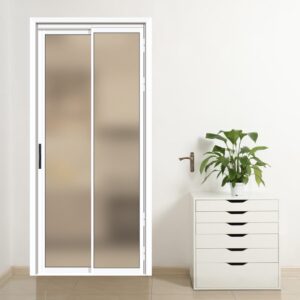 Modern Aluminum Alloy Black Entrance Door Featuring Tempered Glass Design