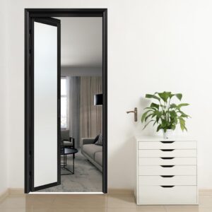Classic Aluminum Alloy Frame White Coating Glass Swing Interior Room Door