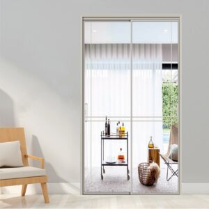 Contemporary Aluminum Alloy Bathroom Frame Glass Door with Vertical Pattern
