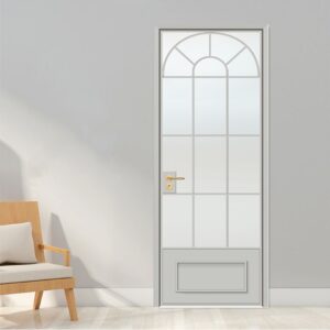 Modern European Style Aluminum Alloy Bathroom Tempered Glass Entrance Door
