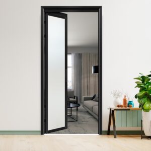 Interior Horizontal Bathroom Aluminum Alloy Door with Tempered Glass Finish