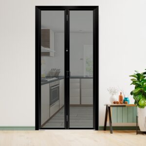 Chic European Style Bathroom Aluminum Alloy Interior Sliding Room Glass Door