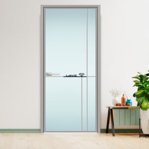 Sliding Aluminum Alloy Frame Bathroom Tempered Glass Entrance Door for Homes