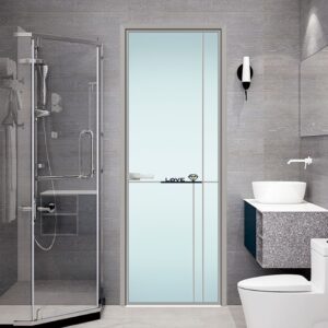 Sliding Aluminum Bathroom Alloy Tempered Glass Interior Door for Modern Homes