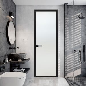 Interior Aluminum Alloy Bathroom Glass Door with Horizontal Opening Design
