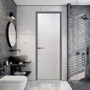 Vintage Classic Aluminum Alloy Bathroom Interior Door with Beautiful Glass Insert