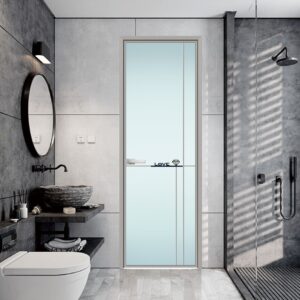 Interior Aluminum Alloy Exterior Bathroom Door with Tempered Glass and Modern Finish