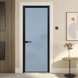 Interior Tea Color Aluminum Alloy Glass Door for Contemporary Interior Spaces