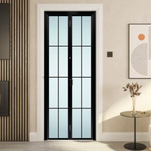 Sleek Tempered Glass Casement Sliding Interior Door with Aluminum Alloy Frame Design