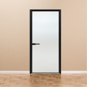 Interior Black Swing Aluminium Opening Tempered Glass Door for Modern Homes