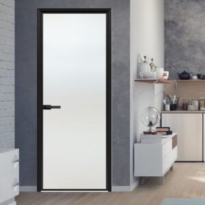 Sliding Tempered Glass White Interior Bathroom Door with Stylish Aluminum Alloy
