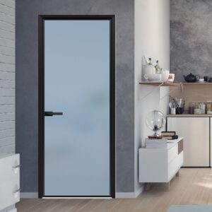 Classic Interior Sliding Grey Opening Glass Door with Aluminum Frame Security