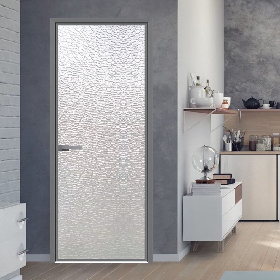 Timeless Classic Sliding Aluminum Frame Grey Door with Tempered Glass Features