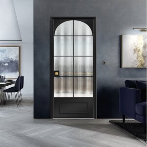 Interior Aluminum Bathroom Swing Frame Bathroom Door with Tempered Glass Finish