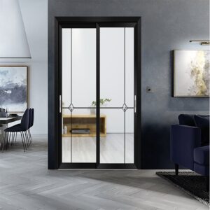 Classic Interior Glass Bathroom Swing Entrance Door with Aluminum Frame Design