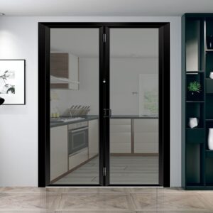 American Style Interior Black Slim Glass Door with Secure Aluminum Design