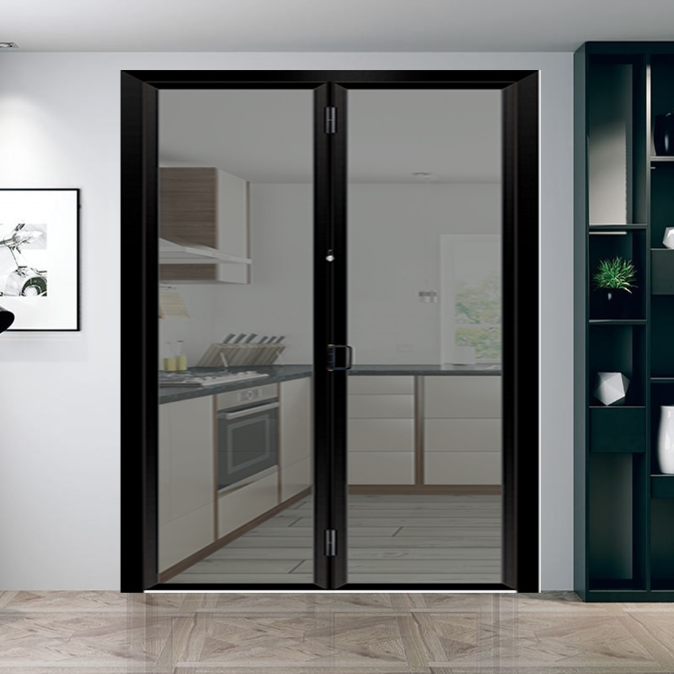 American Style Interior Black Slim Glass Door with Secure Aluminum Design