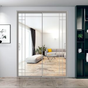 Modern Aluminum Alloy Bathroom Villa Interior Tempered Glass Entrance Door