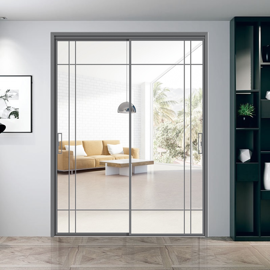 American Style Aluminium Sliding Interior Opening Residential Door with Tempered Glass