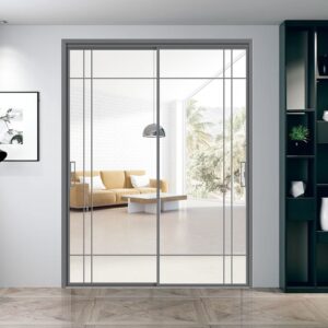Interior European Modern Swing Aluminum Frame Bathroom Door with Tempered Glass